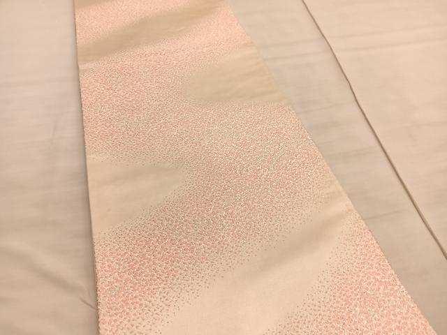 平和屋着物◎六通柄袋帯　唐織　小花流し　銀糸　正絹　逸品　BAAV8614hv