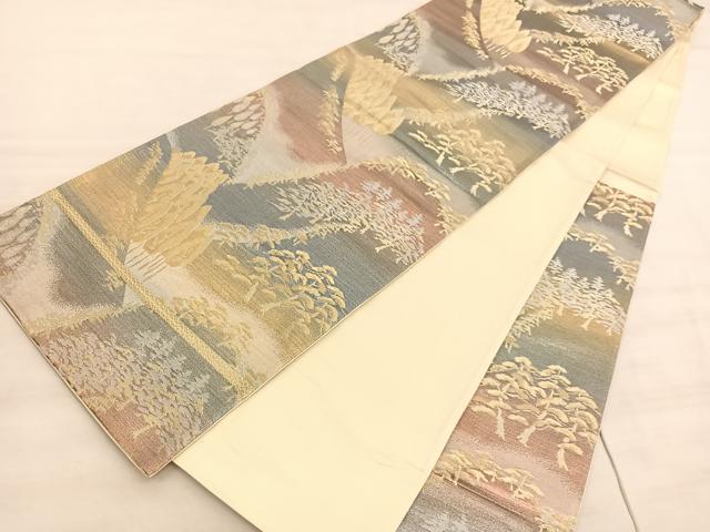 平和屋着物◎六通柄袋帯　樹林文　金銀糸　正絹　逸品　BAAV8615hv