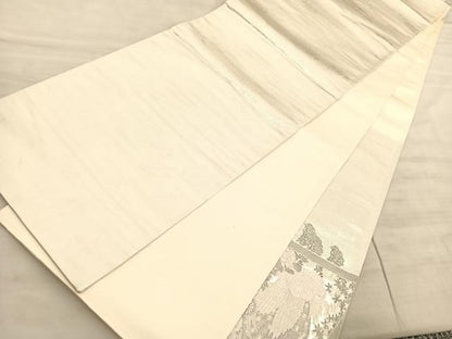 平和屋着物◎太鼓柄袋帯　唐織　王朝屏風小袖文様　銀糸　正絹　逸品　BAAV8622hv