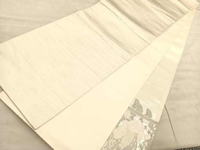 平和屋着物◎太鼓柄袋帯　唐織　王朝屏風小袖文様　銀糸　正絹　逸品　BAAV8622hv