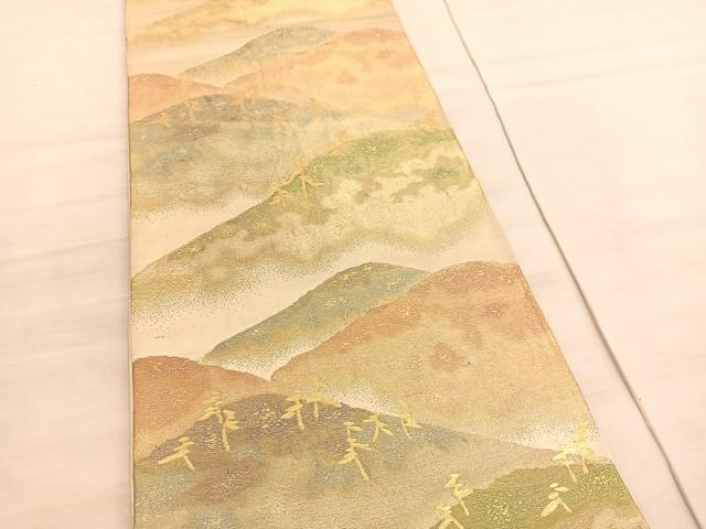 平和屋着物◎六通柄袋帯　重山文　金糸　正絹　逸品　BAAV8629hv