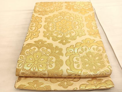 平和屋着物◎全通柄袋帯　飾花文　金糸　正絹　逸品　BAAV8630hv