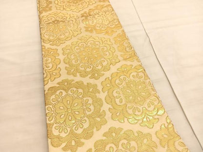 平和屋着物◎全通柄袋帯　飾花文　金糸　正絹　逸品　BAAV8630hv