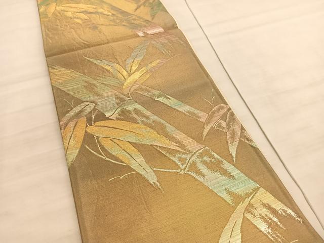 平和屋着物◎六通柄袋帯 笹竹文 金銀糸 正絹 逸品 BAAV8635hv