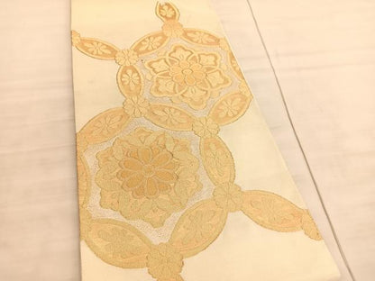 平和屋着物◎太鼓柄袋帯 綴れ 七宝華紋 金糸 正絹 逸品 BAAV8641hv