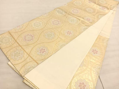 平和屋着物◎六通柄袋帯　立涌花文　金糸　三越扱い　正絹　逸品　BAAV8646hv