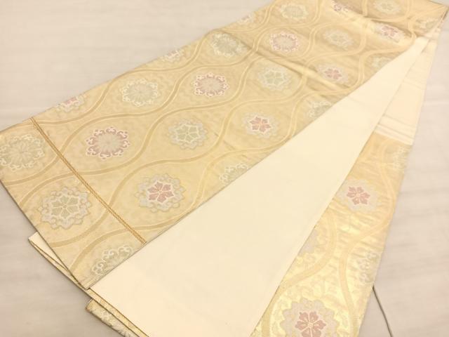 平和屋着物◎六通柄袋帯　立涌花文　金糸　三越扱い　正絹　逸品　BAAV8646hv