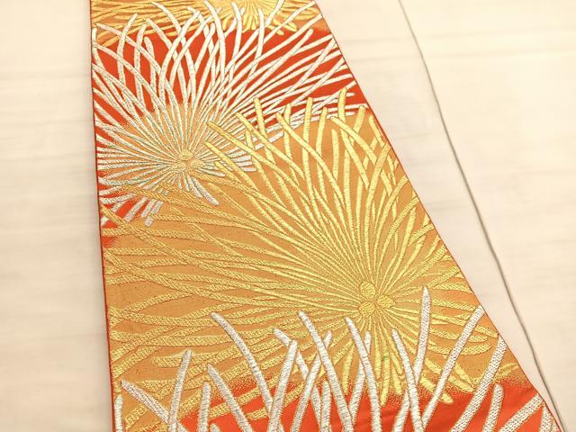 平和屋着物◎六通柄袋帯　若松葉　金銀糸　正絹　逸品　BAAV8652hv