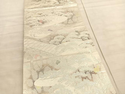平和屋着物◎六通柄袋帯　古京錦　浜松文　銀糸　二重引箔　正絹　逸品　BAAV8661hv