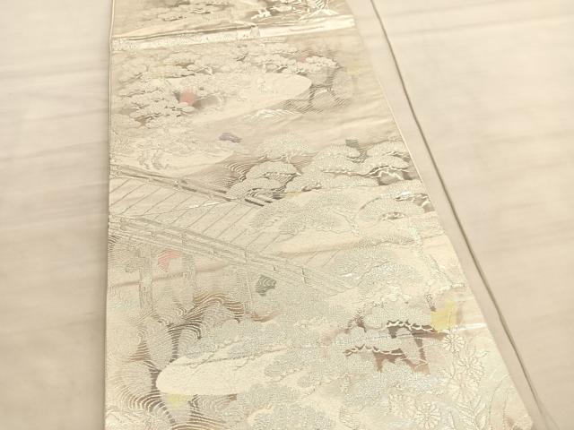 平和屋着物◎六通柄袋帯　古京錦　浜松文　銀糸　二重引箔　正絹　逸品　BAAV8661hv