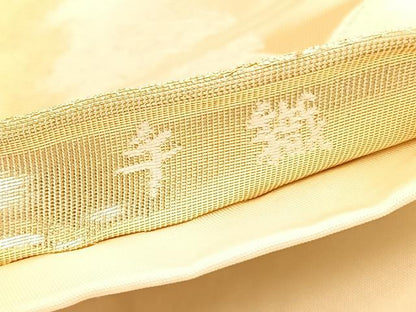 平和屋着物◎六通柄袋帯　手織　飛鶴文　金糸　正絹　逸品　BAAV8663hv
