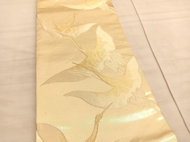 平和屋着物◎六通柄袋帯　手織　飛鶴文　金糸　正絹　逸品　BAAV8663hv