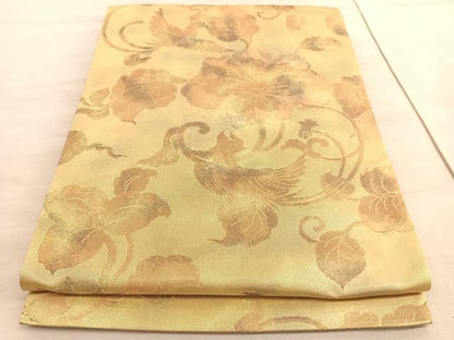 平和屋着物◎六通柄袋帯　更紗花鳥文　金糸　正絹　逸品　BAAV8664hv