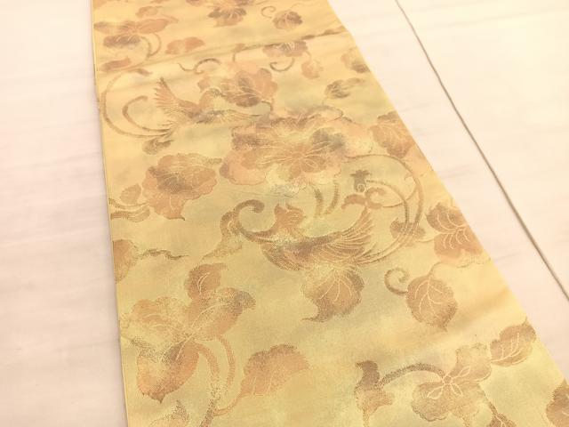 平和屋着物◎六通柄袋帯　更紗花鳥文　金糸　正絹　逸品　BAAV8664hv