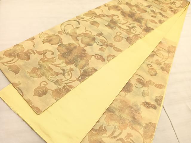 平和屋着物◎六通柄袋帯　更紗花鳥文　金糸　正絹　逸品　BAAV8664hv