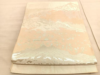 平和屋着物◎六通柄袋帯　山脈　銀糸　正絹　逸品　BAAV8667hv