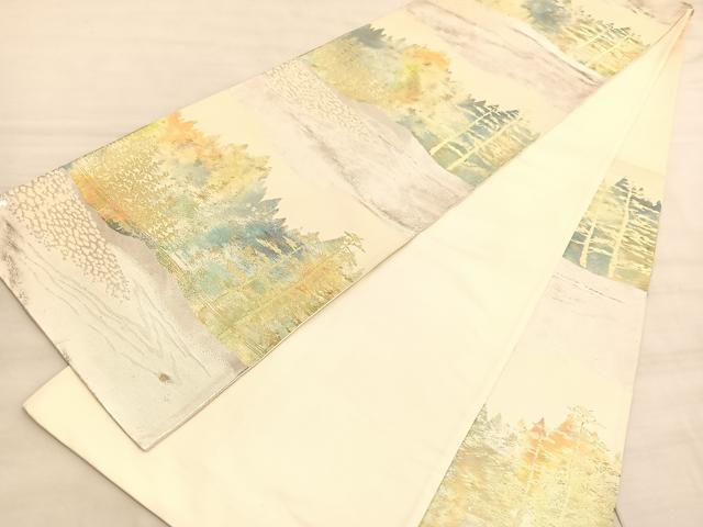 平和屋着物◎西陣　六通柄袋帯　樹林文　金銀糸　証紙付き　正絹　逸品　BAAV8668hv