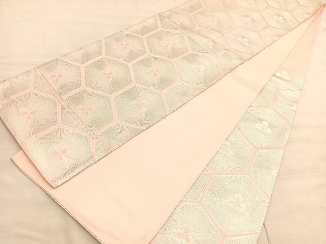 平和屋着物◎西陣 六通柄袋帯 唐織 若松葉亀甲文 銀糸 正絹 逸品 BAAV8670hv