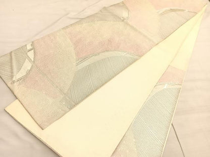 平和屋着物◎六通柄袋帯　唐織　彩華　孔雀羽根渡橋文　銀糸　正絹　逸品　BAAV8673hv