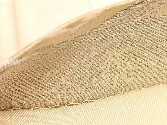 平和屋着物◎六通柄袋帯　唐織　亀甲花文　銀糸　正絹　逸品　BAAV8681hv