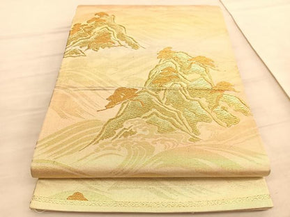 平和屋着物◎六通柄袋帯　浜松文　金糸　正絹　逸品　BAAV8682hv