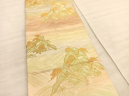 平和屋着物◎六通柄袋帯　浜松文　金糸　正絹　逸品　BAAV8682hv