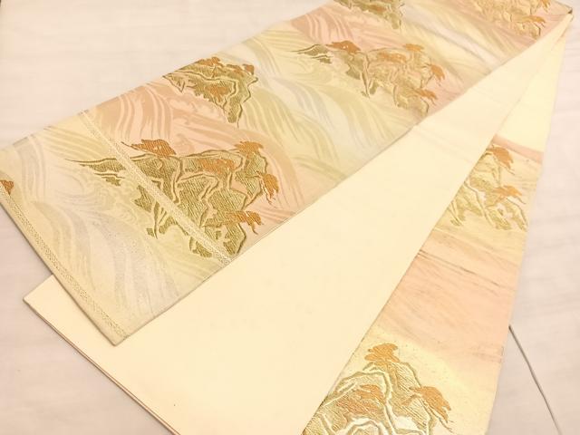 平和屋着物◎六通柄袋帯　浜松文　金糸　正絹　逸品　BAAV8682hv