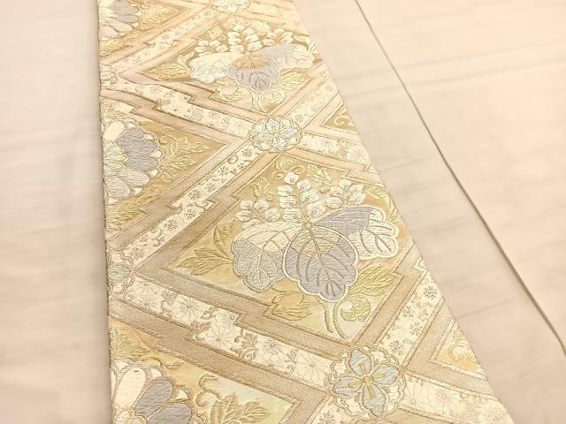 平和屋着物◎六通柄袋帯　唐織　松皮菱桐文　金銀糸　正絹　逸品　BAAV8684hv