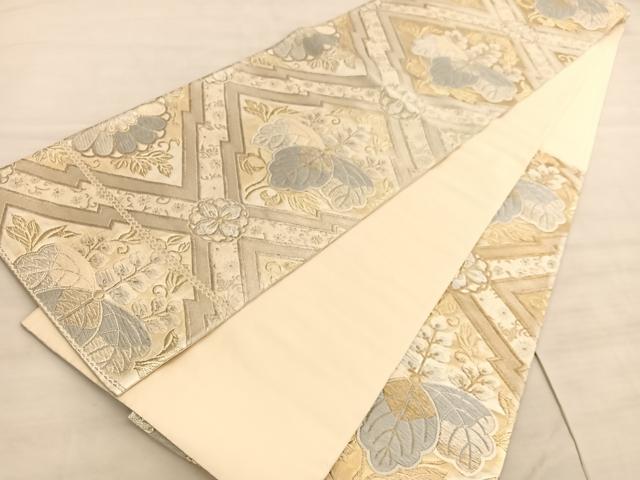 平和屋着物◎六通柄袋帯　唐織　松皮菱桐文　金銀糸　正絹　逸品　BAAV8684hv