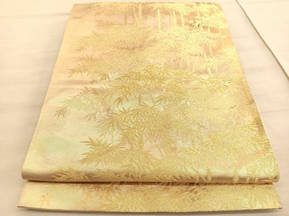 平和屋着物◎西陣　六通柄袋帯　笹竹文　金糸　正絹　逸品　BAAV8688hv