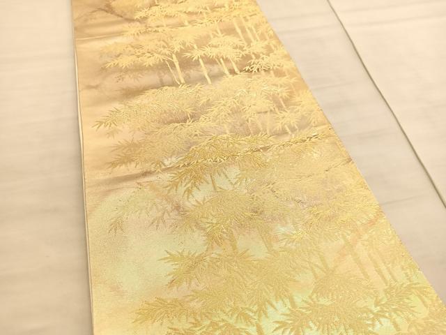 平和屋着物◎西陣　六通柄袋帯　笹竹文　金糸　正絹　逸品　BAAV8688hv