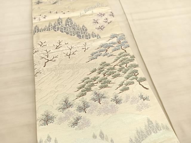 平和屋着物◎六通柄袋帯　嵐山　銀糸　正絹　逸品　BAAV8691hv