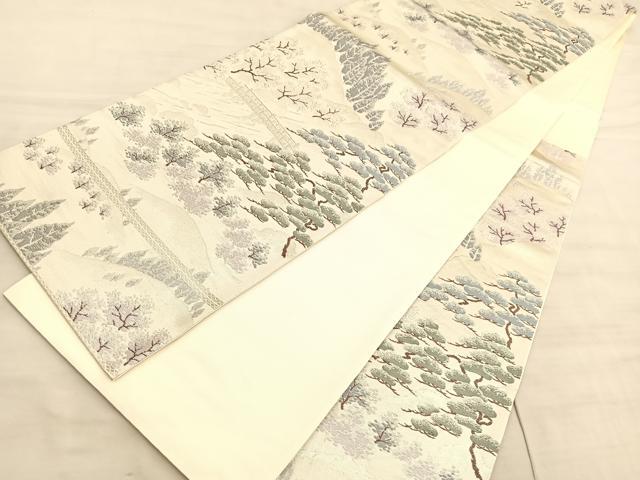 平和屋着物◎六通柄袋帯　嵐山　銀糸　正絹　逸品　BAAV8691hv