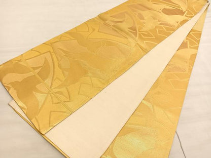 平和屋着物◎六通柄袋帯　地紙飛鶴文　金糸　正絹　逸品　BAAV8700hv