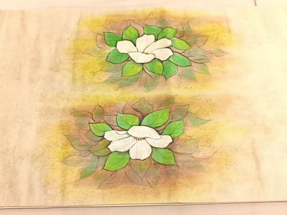 平和屋着物◎太鼓柄袋帯　手描き　草花文　金糸　引箔　正絹　逸品　BAAV8708hv