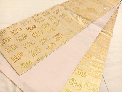 平和屋着物◎全通柄袋帯　百寿図　金糸　正絹　逸品　BAAV8710hv