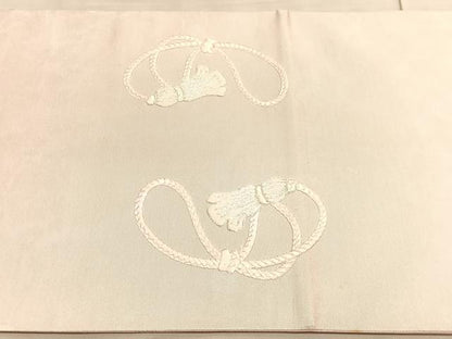 平和屋着物◎太鼓柄袋帯　総刺繍　駒刺繍　結び紐　引箔　正絹　逸品　BAAV8746hv