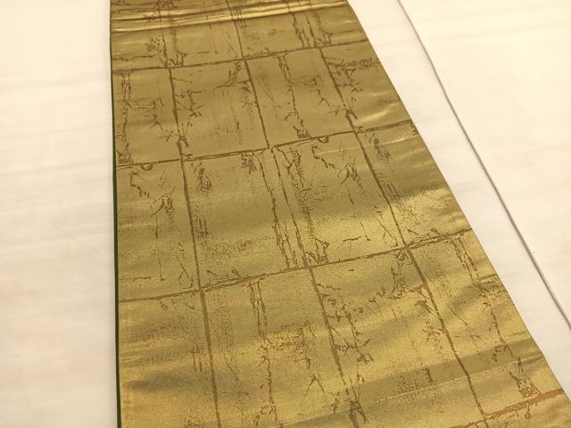 平和屋着物◎六通柄袋帯　ワンポイント　花丸文　氷割れ格子文様　金糸　引箔　正絹　逸品　BAAV8807hv