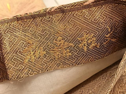 平和屋着物◎六通柄袋帯　唐織　綾都久紫　和嘉松文　金銀糸　正絹　逸品　BAAV8822hv