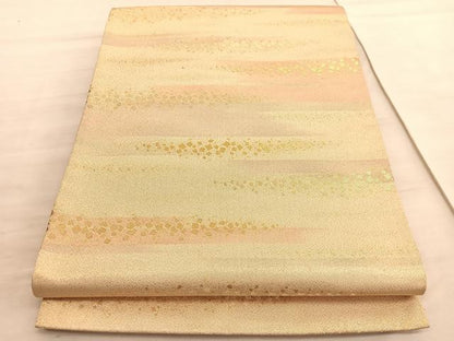 平和屋着物◎六通柄袋帯　箔散らし文様　金糸　正絹　逸品　BAAV8823hv
