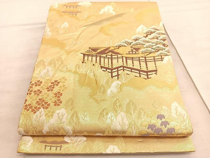 平和屋着物◎西陣　六通柄袋帯　唐織　京の四季　金糸　正絹　逸品　BAAV8824hv