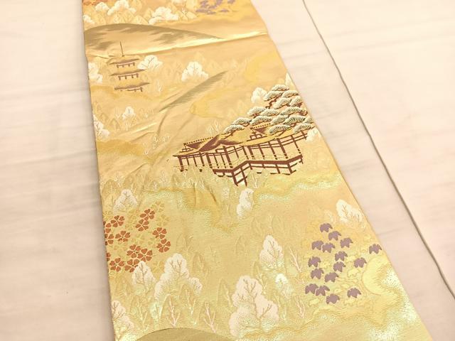 平和屋着物◎西陣　六通柄袋帯　唐織　京の四季　金糸　正絹　逸品　BAAV8824hv