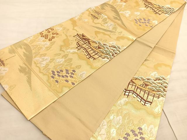 平和屋着物◎西陣　六通柄袋帯　唐織　京の四季　金糸　正絹　逸品　BAAV8824hv