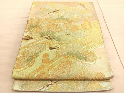 平和屋着物◎六通柄袋帯　渡り橋松文　金銀糸　正絹　逸品　BAAV8827hv