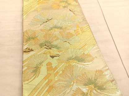 平和屋着物◎六通柄袋帯　渡り橋松文　金銀糸　正絹　逸品　BAAV8827hv