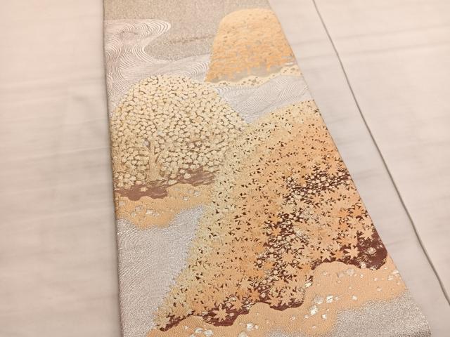 平和屋着物◎太鼓柄袋帯　綴れ　春秋波濤図　金銀糸　正絹　逸品　BAAV8848hv