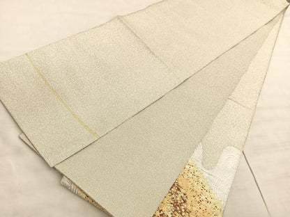 平和屋着物◎太鼓柄袋帯　綴れ　春秋波濤図　金銀糸　正絹　逸品　BAAV8848hv
