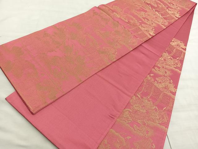 平和屋着物◎六通柄袋帯　几帳人物文　金糸　正絹　逸品　BAAV8852hv
