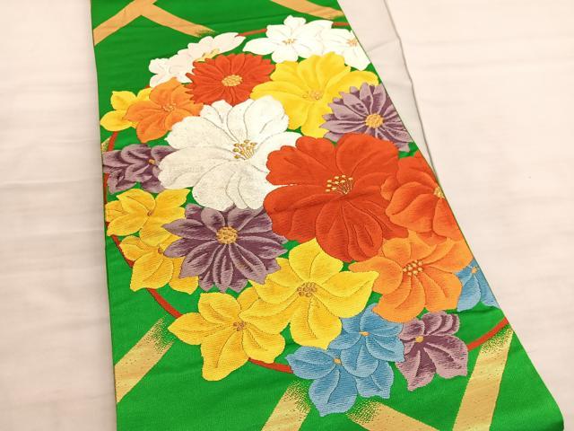 平和屋着物◎六通柄袋帯 唐織 草花文 金銀糸 正絹 逸品 BAAV8859hv