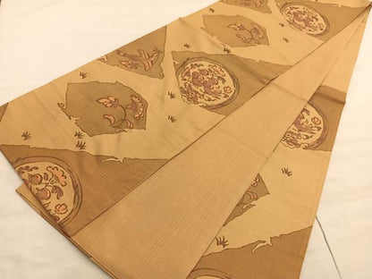 平和屋着物◎六通柄袋帯　花鳥丸文　正絹　逸品　BAAV8863hv